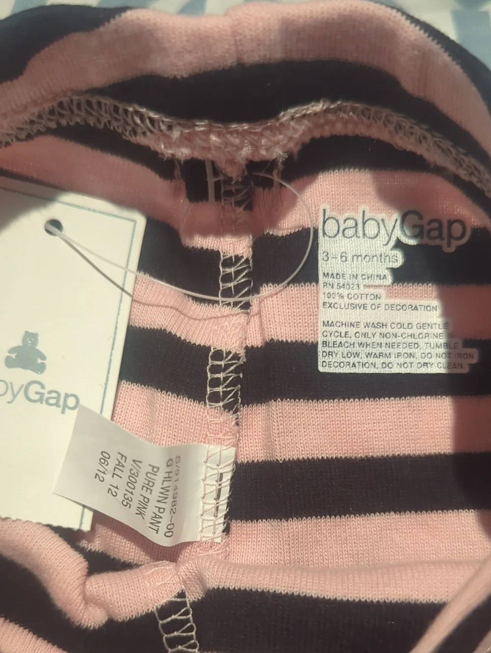Striped Pink and Black Baby Leggings (3-6 Mo)